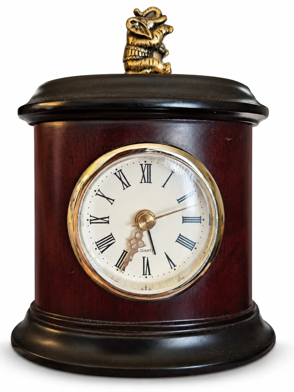 Vintage 2002 Bombay Company Mantel Clock Elephant Finial Quartz 14HKN
